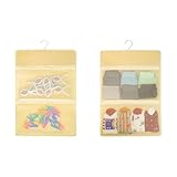 YENXIKU Wäscheklammerhalter, 2-lagiger Wäsche-Organizer mit getrennten Fächern für große und...