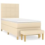 SKM Boxspringbett mit Matratze Creme 90x200 cm Stoff,56,6 KG,3137130,Color: Creme