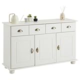 Sideboard Colmar Anrichte, Kiefer massiv, in weiß, Landhausstil