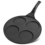 joeji's Kitchen Pancake Crepe Pfanne mit 4 Löcher Leichte - 26,5 cm Antihaft Aluminiumguss -...