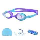 YAPAILANG Kinder Schwimmbrillen Set Auslaufsichere Schwimmbrille Mit Nasenklammer Schwimmhut Für...