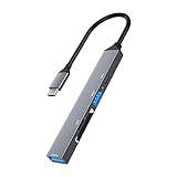 Multiport-USB-C-Hub-Adapter mit Typ-C, USB 2.0, USB 3.0, SDTF-Kartenleser, Aluminium-Extender,...