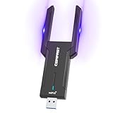 COMFAST WLAN Stick, USB-WLAN-Adapter 5400Mbit/s WiFi 6 USB 3.0 Tri-Band mit Dual Antennen,...