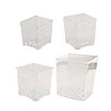 Yuanpgky Transparente Acryl-Töpfe mit Drainagelöchern für Innen- und Außenbereich, 4-teiliges...