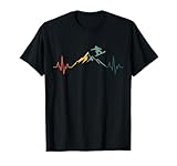 Snowboard Herzschlag Berge Retro Snowboarder EKG Skifahren T-Shirt