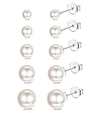 MILACOLATO 5 Paar 925 Sterling Silber Perlen Ohrstecker Sets für Damen Mädchen Perle Einfache...