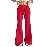 Generisch Schlaghose Damen High Waist - Yogahose Damen Weites Bein Einfarbige Trainingshose Moden...