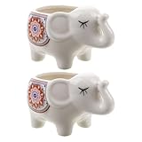 MOTHNUR 2 Stück Keramik Elefanten Blumentopf Kleine Einzigartige Handgefertigte Pflanzgefäße für...