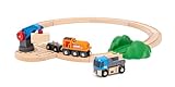 BRIO World - 36028 Starterset Güterzug mit Kran A - Zugset für Kinder ab 3 Jahren, Spielzeug ab 3