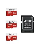 Lexar Micro SD Karte 32GB 3er Pack, Speicherkarte Micro SD mit SD Adapter, Bis zu 100 MB/s...