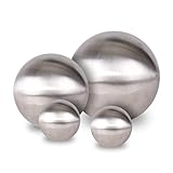 Edelstahl Gartenkugel 4er Set matt gebürstet - 10/15 / 20 cm - Deko Metall Hohlkugel Silber -...