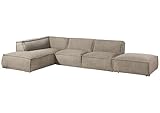 Massivmoebel24.de | Ravenna Ecksofa aus Polyester inkl. Hocker | in Taupe - 100% Polyester |...