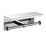 Fester Toilettenpapierhalter, Toilettenpapierhalter aus Edelstahl zur Wandmontage mit Telefonablage