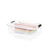 BigDean Aufbewahrungsbox mit Deckel transparent - 21L + Clipverschluss - Stapelbox Ordnungsbox...