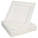 Milisten 50 Stück Einwegteller Eckig Weiß Verstärkt Einweg Partygeschirr Nachhaltig...