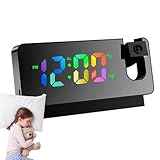 Vriusi Wecker Deckenprojektion, Schlafzimmer-Projektionswecker, digitales LED-Display, 180°...