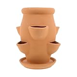 Terracotta Flowerpot - Vertikaler Erdbeer-Blumentopf mit verschiedenen Pflanzenöffnungen, robuster...