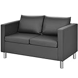 COSTWAY 2 Sitzer Sofa mit Kissen, Sofagarnitur Kunstleder, Couchgarnitur perfekt für Zuhause und...