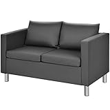 COSTWAY 2 Sitzer Sofa mit Kissen, Sofagarnitur Kunstleder, Couchgarnitur perfekt für Zuhause und...