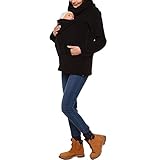 amropi Tragejacke für Mama und Baby 3 in 1 Damen Langarm Kapuze Känguru Umstandsjacke Warm...