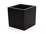 Blumenkübel Fiberglas quadratisch 50x50x50cm elegant schwarz-matt.