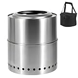 yanwuwa Kompakte 27,9 cm zusammenklappbare Flammschale, rostfrei, niedriger Auspuff, Outdoor-Herd...