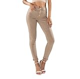 Nina Carter P106 Damen Jeanshosen Slim Fit Push-Up Skinny Jeans Mid-High Waist, Hellbraun (P106-18),...