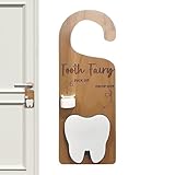 Générique Zahnhalter mit Haken | Zahnbox Fee aus Holz mit Münzschlitz, Dekoration für...