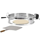 BBQ-Toro Edelstahl Pizzaring Set mit Grillspieß | Pizzaeinsatz und Drehspieß für Ø 57 cm...