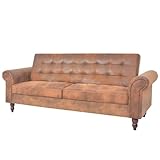 vidaXL Schlafsofa Armlehnen Kunstleder Braun Sofa Bettsofa Couch Schlafcouch