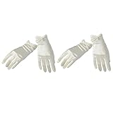 CIYODO 2 Paar Weiße Seidenhandschuhe Damenhandschuhe Teeparty-Handschuhe Ausgefallene Handschuhe...