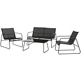Grand patio Gartenmöbel Set 4-TLG, Textilene Balkonmöbel Set mit Tisch, Sofa und 2 Stühlen,...