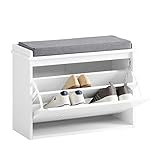 SoBuy FSR98-W Schuhkipper Schuhschrank mit Klappe Schuhbank mit Sitzkissen Schuhkommode Sitzbank...