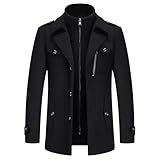 KUDORO Herren Wintermantel Wolle Kurzmantel Herren Wollmantel Mittellang Slim Fit für Business...
