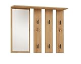 Ibonto Wandgarderobe Modernes Flurmöbel-Set mit Großem Spiegel (HANDWERKLICHE EICHE)