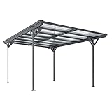 Juskys Carport mit Flachdach 5x3 m - Überdachung aus Aluminium mit Doppelstegplatten - Unterstand...