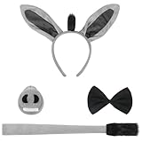 FXICH Esel Ohren Stirnband, Tierkostüm-Set mit Ohren und Schwanz, Verkleidung für Cosplay,...