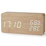 Virklyee Wecker aus Holz digital Würfel Uhr Digitaler Wecker mit LED Temperaturanzeige,12/24HR,3...