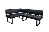 byLIVING Eckbank Vancouver/Vintage Mikrofaser anthrazit/Metall Gestell schwarz...