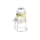 TONZN Kaltwasserkrug mit großem Fassungsvermögen und Wasserhahn, Teekanne aus Borosilikatglas mit...