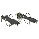 Somanki Sonnenliegen 2 STK. mit Tisch Hellgrau Poly Rattan, Gartenliege, Liegestuhl, Sonnenstuhl,...