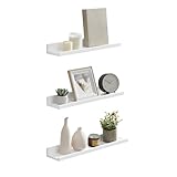SONGMICS Wandregal, Schweberegal, 3er Set, 10 x 38 cm, Wandboard für Bilderrahmen und Bücher,...