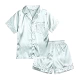 2024 – Pyjama-Set für kleine Babys, Mädchen, Jungen, Satin-Seide, Ki Ds, kurze Ärmel,...