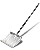 Schneeschieber mit Metallstreifen, 40cm Breite Tragbare Aluminium Schneeschaufel für Straßen und...