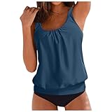 Tankini Damen Strandmode Bauchweg Badeanzug Große Größen Push Up Tankini Oberteil mit Badeshorts...