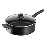 Tefal Hard Titanium On Schmorpfanne 28 cm mit Deckel, Bratpfanne Induktion, Aluminium,...