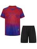 Vxuxlje Kinder Junge Fußball Basketball Trainingsanzug Kurzärmliges Crop Top Trainingsmuster...