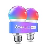 Govee Smart Glühbirne E27, WLAN Lampe RGBWW dimmbare mit 16 Millionen DIY-Farben, 800LM, 54 Szenen,...