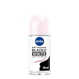 NIVEA Black & White Invisible Clear Deo Roll-On (50 ml), Antitranspirant mit Anti-Flecken-Formel und...