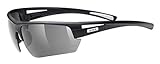 uvex Unisex – Erwachsene, gravic Sportbrille, inkl. Wechselscheiben, black mat/smoke, one size